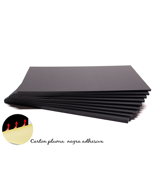 CARTÓN PLUMA CON ADHESIVO NEGRO (Caja de 10 y 12 unidades)